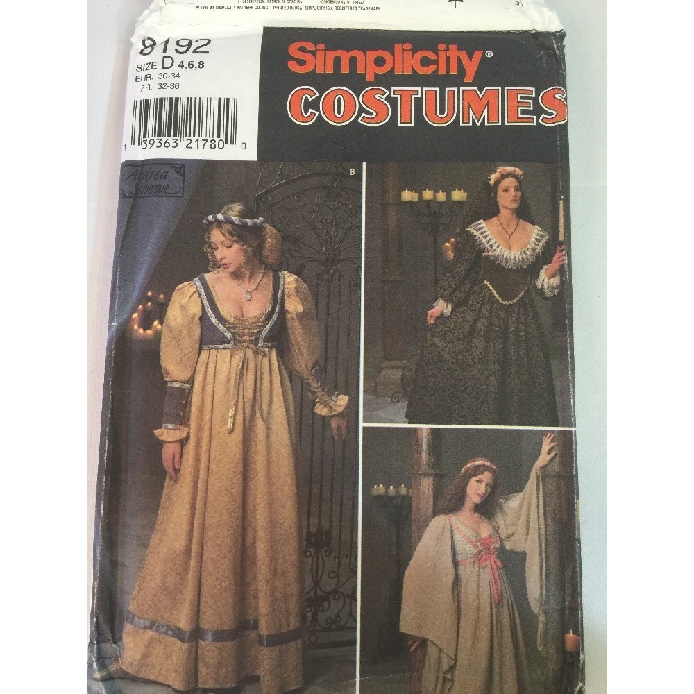 Simplicity size D 4,6,8 Costume pattern 8192 Halloween pattern dress Uncut